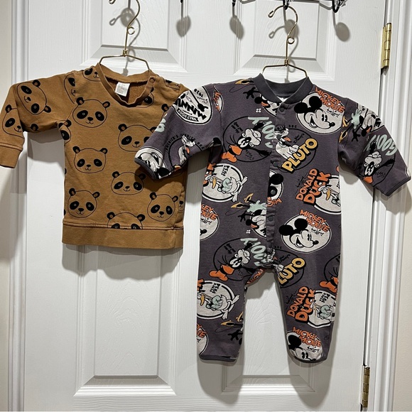 H&M Other - H&M x Disney Toddler Bodysuit & Panda Print Sweatshirt Top Size 18 Months